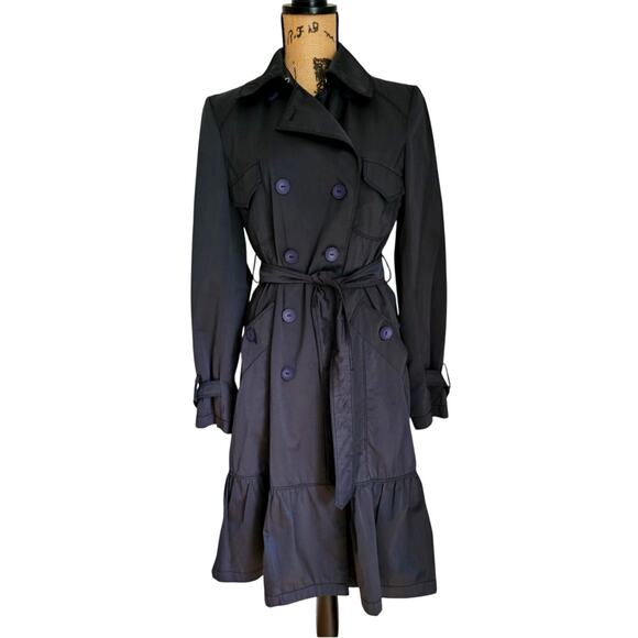 Max Mara Ruffle Hem Trench Coat. Weekend Edition, Womens Sz 8, Excellent cond - Picture 1 of 13